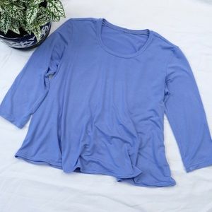 Periwinkle Blue Bamboo Knit 3/4 Sleeve Swing Top